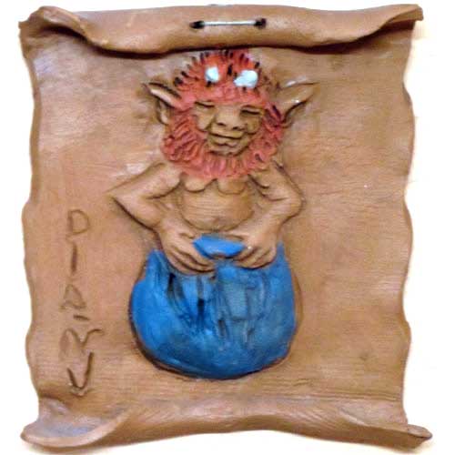 Imagen pergamino personaje mitología cerámica Diañu