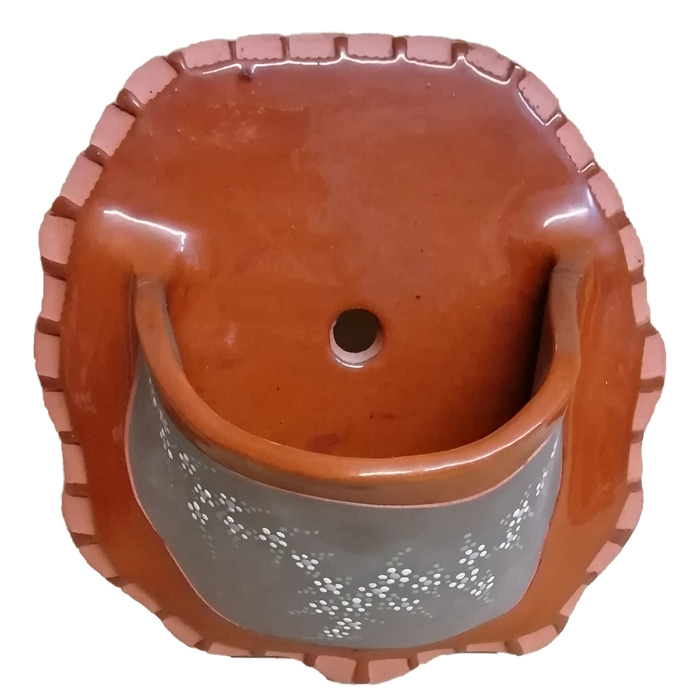 imagen maceta colgar cerámica artesanal motivos flores