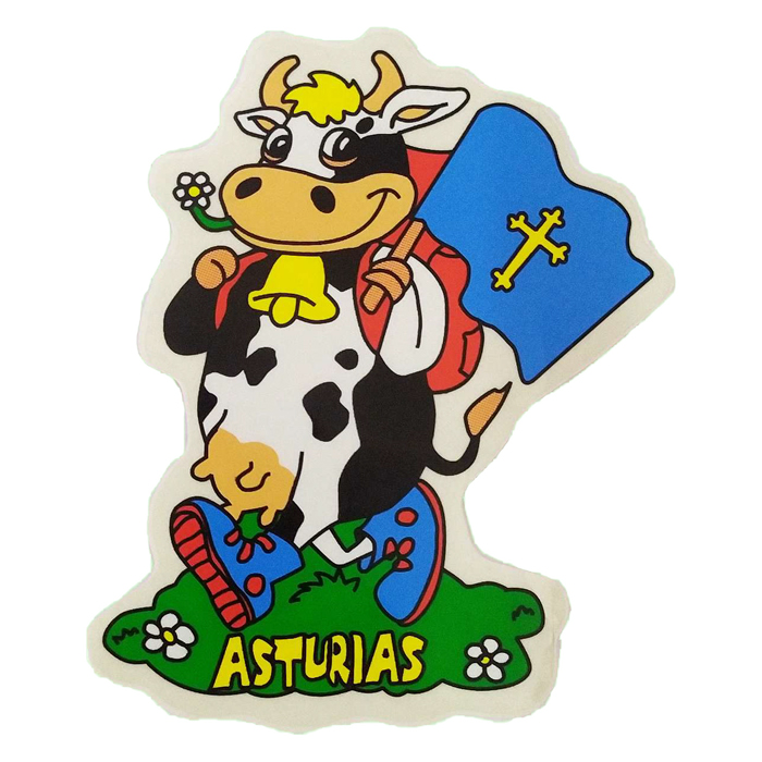 Imagen Pegatina vaca asturiana con bandera Asturias