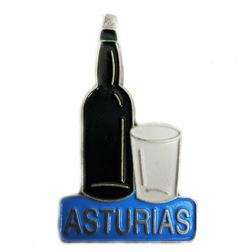 Imagen im&aacute;n metal botella y vaso de sidra dorado