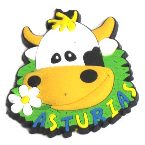Imagen imán goma Cara vaca flor asturias 
