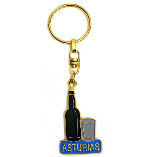 Imagen llavero botella y vaso de sidra Asturias