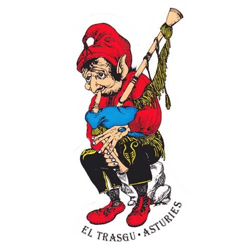 Imagen pegatina Trasgu tocando la gaita