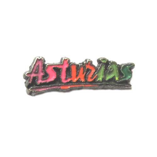 Imagen pin metal letras colores Asturias 