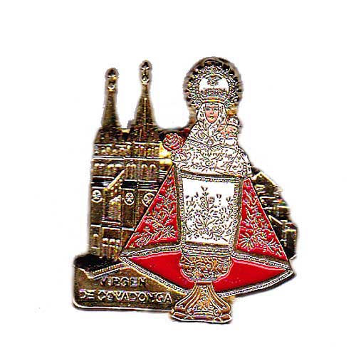 Imagen pin metal Virgen de Covadonga con basílica color Asturias