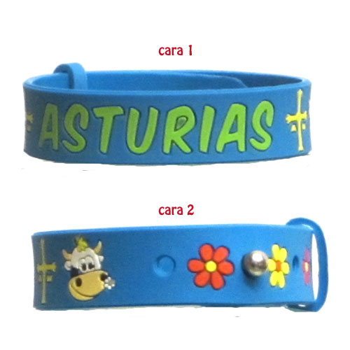 Imagen pulsera Asturias con vaquita y flor