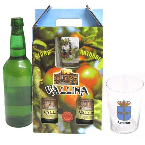 Estuche caja botellas sidra más vaso de sidra