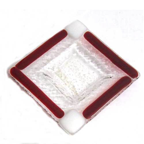 Imagen cenicero pequeño cristal artesanal rojo modelo 2