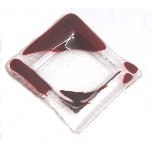 Imagen cenicero pequeño cristal artesanal rojo modelo 3