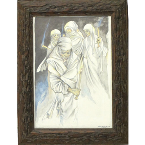 Imagen cuadro personajes mitología asturiana Guaxa
