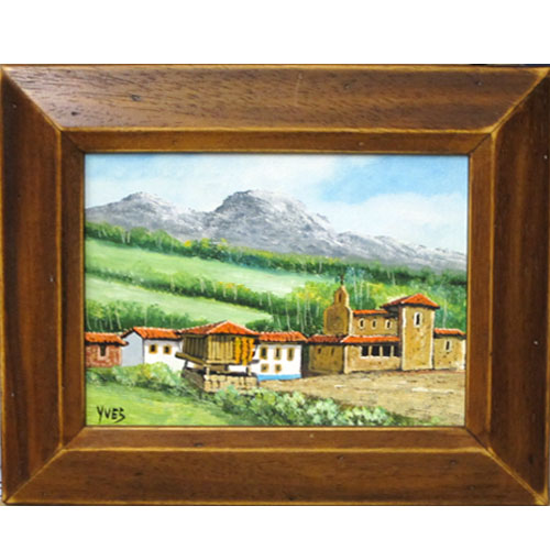Imagen cuadros original Yves caseríos casas asturianos paisajes naturales