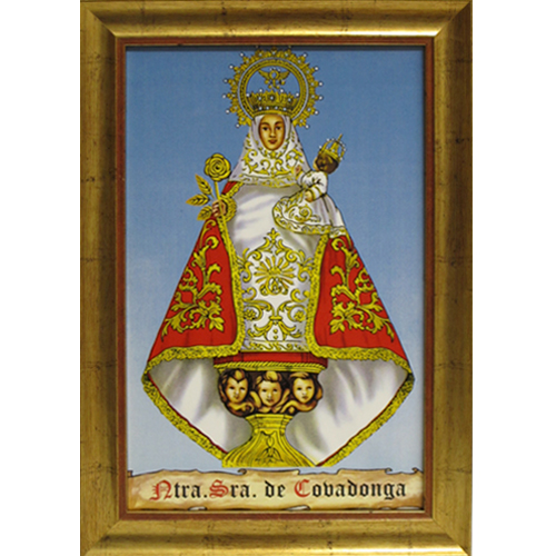 Imagen cuadro Azulejo Virgen Covadonga ( marco azul )