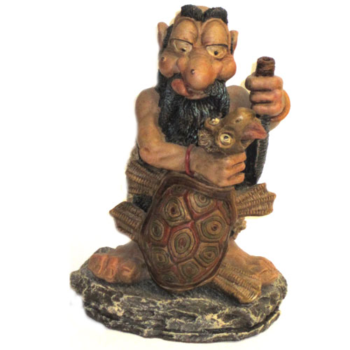  Imagen figura hombre astur celta con tortuga cerámica pintado a mano