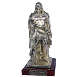 Imagen sobremesa grande figura Rey Don Pelayo bañada en plata