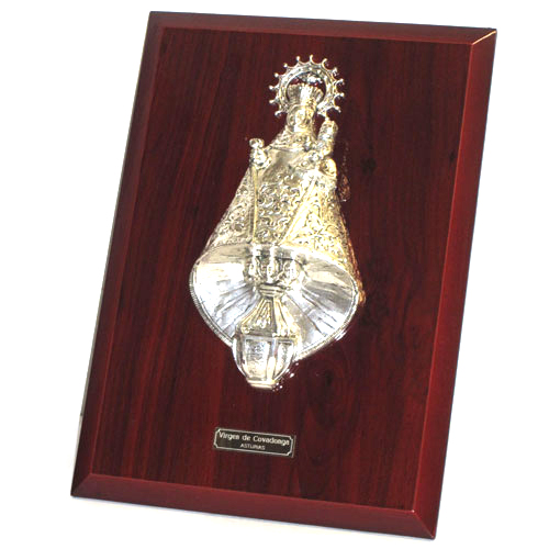 Imagen metopa sobremesa Virgen de Covadonga grande bañada en plata 1000 micras