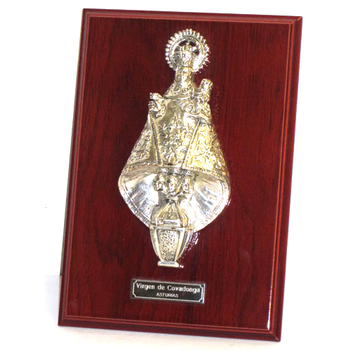 Imagen metopa sobremesa Virgen de Covadonga mediana bañada en plata 1000 micras