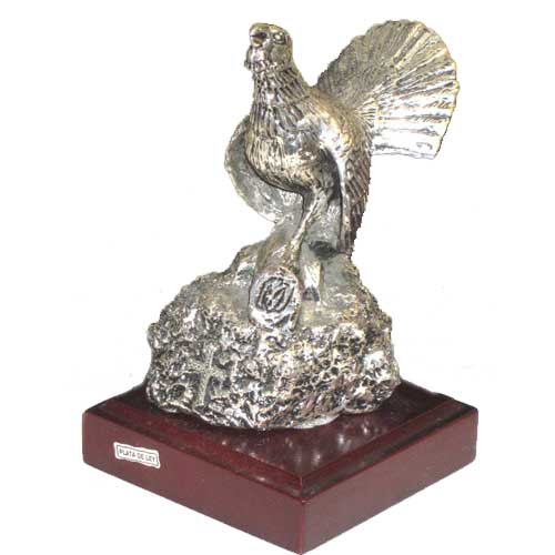 Imagen figura Urogallo peana bañado en plata 1000 micras