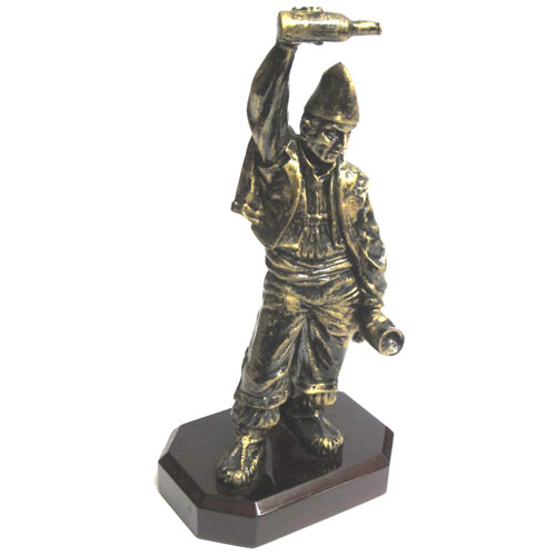 Imagen figura escanciador pintado imitación a bronce con peana de madera
