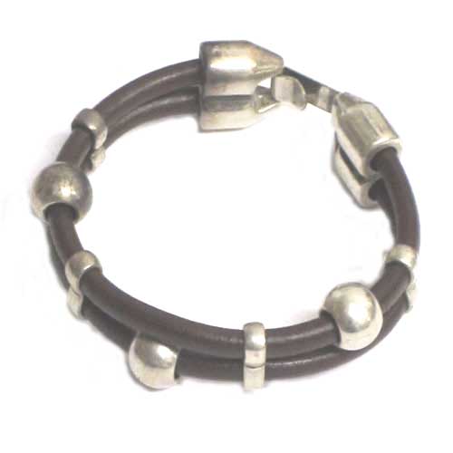 pulsera cuero bolas acero Asturias