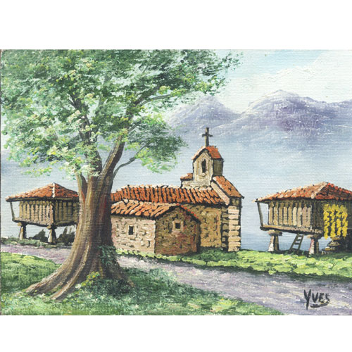 Imagen oleo original Yves paisaje asturiano