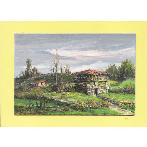 Imagen oleos originales 22 x 18 Millan - paspartú y paisajes asturianos