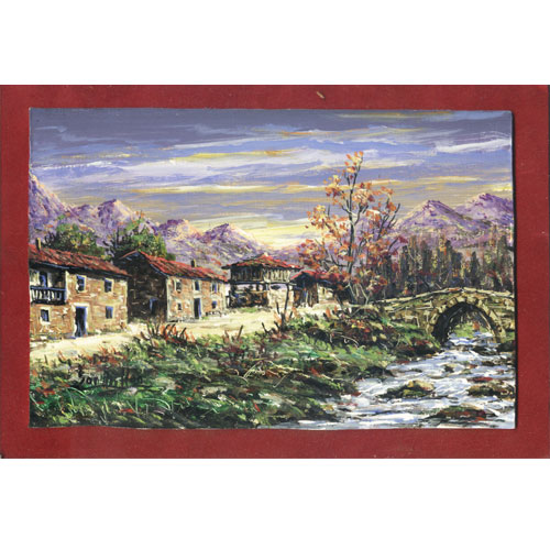 Imagen oleos originales 22 x 18 Millan - paspartú y paisajes asturianos