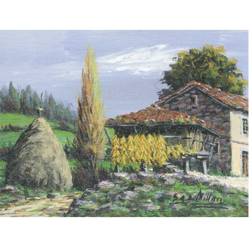 Imagen  oleos originales 21 x 15 Millan - paisajes asturianos