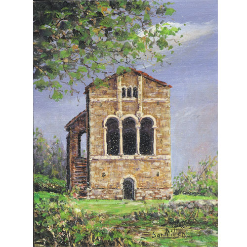  Oleo original Millan Santa María del Naranco vista lateral