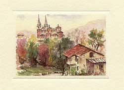 Imagen acuarela color 17 x 12 de Covadonga