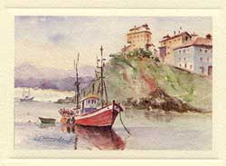Imagen acuarela color 17 x 12 de Lastres