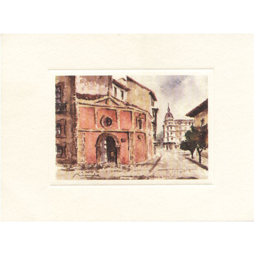 Imagen acuarela color 17 x 12 de Capilla de Nuestra Señora de la Esperanza( La Baldesquida) de Oviedo