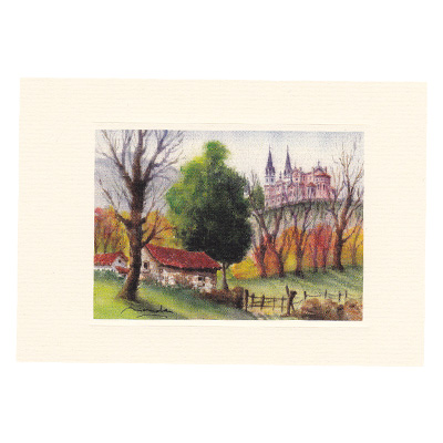 Imagen acuarela color 17 x 12 Bas&iacute;lica Covadonga