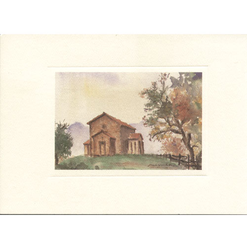 Imagen acuarela color 17 x 12 de Santa Cristina de Lena