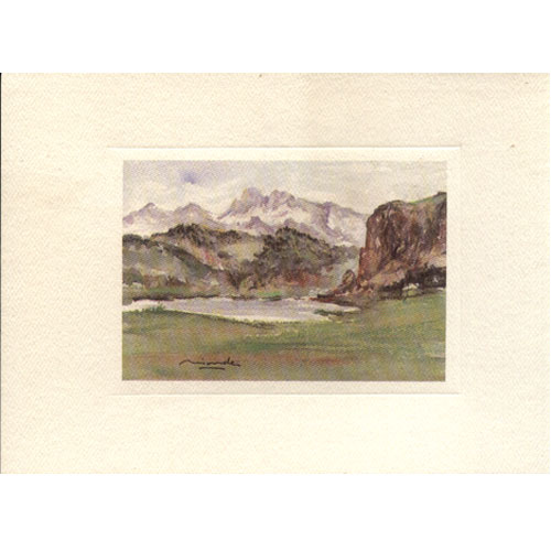 Imagen acuarela color 17 x 12 de Lago Enol