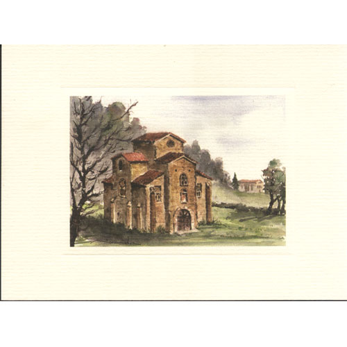 Imagen acuarela color 17 x 12 de San Miguel de Lillo
