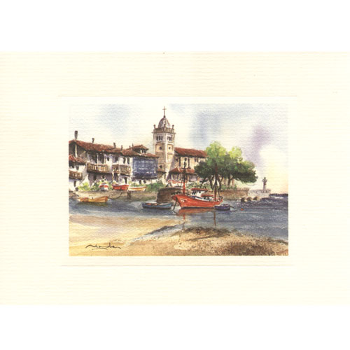Imagen acuarela de puerto de Luanco