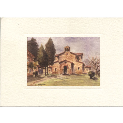 Imagen acuarela color 17 x 12 de San Julian de los Prados