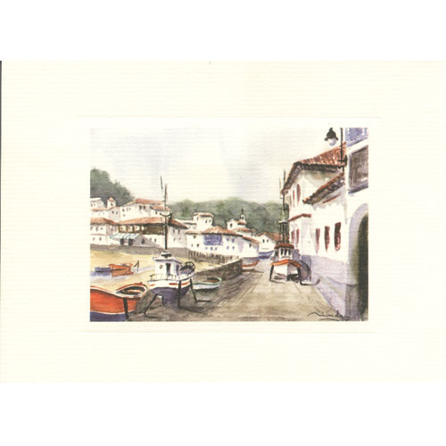 Imagen acuarela color 17 x 12 de Tazones