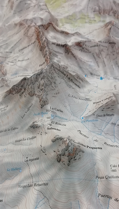 imgaen mapa relieve macizo de las ubiñas. detalle