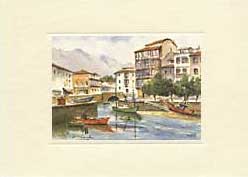 Imagen acuarela color 17 x 12 de puerto de Llanes