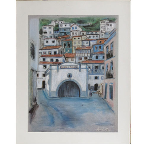 Imagen litografías pastel y acuarela rula Cudillero 