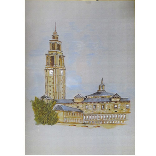 Imagen litografía color 50 x 35 de Universidad Laboral  de Gijón