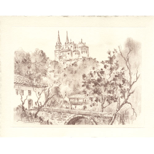 Imagen carboncillo de 21 x17 de Basílica de Covadonga