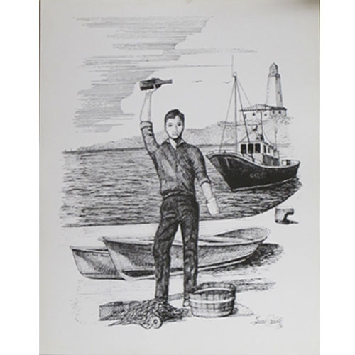  Imagen plumilla litografia escanciador y barco 
