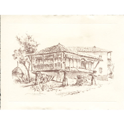Imagen carboncillo de hórreo asturiano