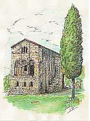  Imagen plumillas acuarela color Santa María del Naranco