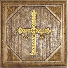 Imagen cuadro castaño talla Cruz de la Victoria Asturias