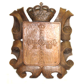 Imagen talla en castaño del escudo de Asturias Imagen talla en castaño del escudo de Asturias