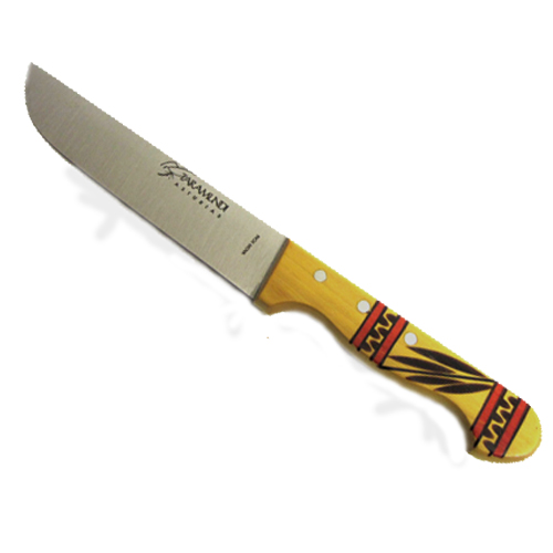 Imagen cuchillo cocina grande taramundi decoradoen rojo