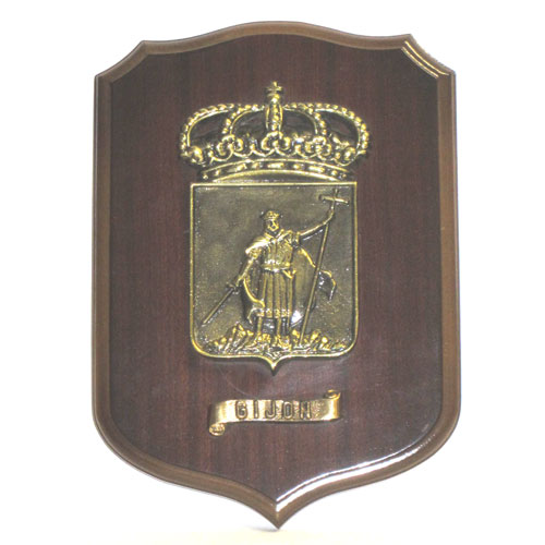 Imagen metopa escudo de Gijón pequeña en bronce macizo